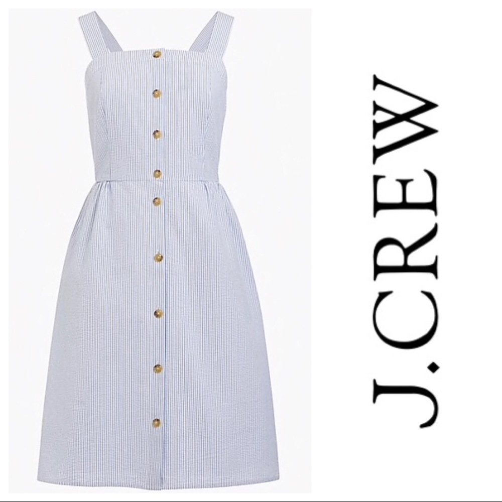 J CREW Buttoned Dress in Seersucker | Size 2